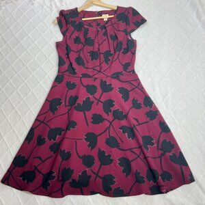 loft vintage floral dress a-line summer sundress 4 women's red